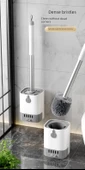 Duvara Monte Tuvalet Fırçası Seti - Beyaz + Mavi Karışık Renk + Aralık Fırçası - 7