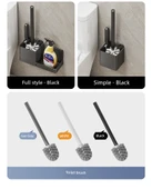 Duvara Monte Deliksiz Lüks Tuvalet Fırçası Seti - Şık Siyah - 2 Fırçalı ve Raflı thumbnail 11