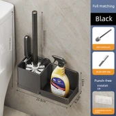 Duvara Monte Deliksiz Lüks Tuvalet Fırçası Seti - Şık Siyah - 2 Fırçalı ve Raflı thumbnail 1