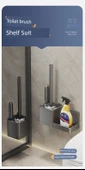 Duvara Monte Deliksiz Lüks Tuvalet Fırçası Seti - Şık Siyah - 2 Fırçalı ve Raflı thumbnail 7