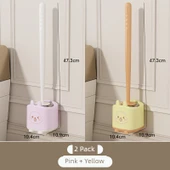 Duvara Monte Çizgi Film Tuvalet Fırçası Seti - Pembe + Sarı (2 Adet) thumbnail 1