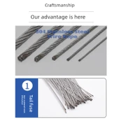 304 Paslanmaz Çelik Halat - 1.5mm Kalınlık, 0.5m Uzunluk (2 Adet) - 2
