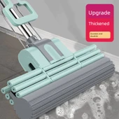 Sünger Paspas - Tek Tuşla Başlık Değişimi - Kalın Çubuk 28cm Çift Sıra 1 Başlıklı (Çay Yeşili) thumbnail 5