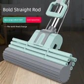 Sünger Paspas - Tek Tuşla Başlık Değişimi - Kalın Çubuk 28cm Çift Sıra 1 Başlıklı (Çay Yeşili) thumbnail 2