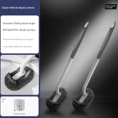 Uzun Saplı Köşe Ulaşmaz Tuvalet Fırçası - 2 x Gri (2 Adet, Askılı) thumbnail 1