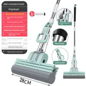 Sünger Paspas - Tek Tuşla Başlık Değişimi - 28cm Üç Sıra 1 Başlıklı (Çay Yeşili) thumbnail 1