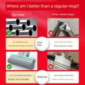 Sünger Paspas - Tek Tuşla Başlık Değişimi - 38cm Üç Sıra 1 Başlıklı (Çay Yeşili) thumbnail 3