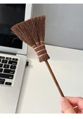 Mini Masaüstü Klavye Temizleme Fırçası - Büyük Süpürge Kahverengi - 9