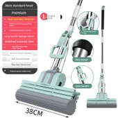 Sünger Paspas - Tek Tuşla Başlık Değişimi - 38cm Üç Sıra 1 Başlıklı (Çay Yeşili) thumbnail 1