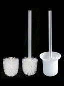 Yuvarlak Tuvalet Fırçası Yedek Başlığı - 40cm Çubuk + 2 Adet Beyaz Fırça Başlığı - 2
