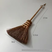 Mini Masaüstü Klavye Temizleme Fırçası - Uzun Saplı Küçük Kahverengi - 1