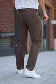 Mero Life Erkek Açık Kahverengi Italyan Kesim Slim Fit Kaliteli Esnek Likralı Bilek Boy Kumaş Pantolon - 5