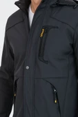 Mero Life Erkek Gri Kapüşonlu Su Ve Rüzgar Geçirmez Softshell Mont - 6
