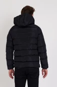 Mero Life Erkek Siyah Dar Kesim Kapüşonlu Dik Yaka Şişme Mont - 7