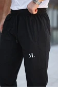 Mero Life Erkek Siyah Baggy Eşofman Altı Fermuarlı Paça Kaliteli Paraşüt Kumaş - 5