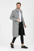 Mero Life Erkek Açık Gri Dar Kesim Uzun Yün Karışımlı Kaşe Gömlek Yaka Palto&kaban - 3