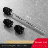 WC Fırçası Seti - Krom Kaplama Paslanmaz Çelik 35cm +3 Siyah Başlık - 1