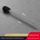 WC Fırçası Seti - Krom Kaplama Paslanmaz Çelik 45cm +1 Siyah Başlık - 1