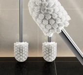 WC Fırçası Seti - Krom Kaplama Paslanmaz Çelik 35cm +3 Beyaz Başlık - 11