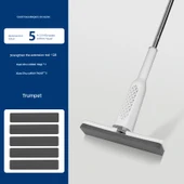 Gizli Hazneli Mop - 34cm - 5 Adet Anında Emişli Pamuk Başlıklı ve Duvar Askı Aparatlı - 1