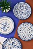 Tabak Evi Porselen Blue Heaven Pasta Takımı 20cm 4 Kişilik 4 Parça TVL4PTPRS1194 - 3