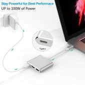 PrimeX PX-SW-U515 Gri Metal Type-C to 4K HDMI + USB 3.0 + PD şarj Çevirici Adaptör - 4