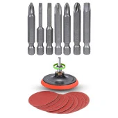 27 PARÇA Cırt Zımpara + Matkap Bits Ucu Uç Vidalama Seti 115 mm - 1
