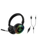 3D Stereo Sound GM-019 Rgb Kablolu Kulaküstü Işıklı  Oyuncu Kulaklık 3.5mm Jack - 1