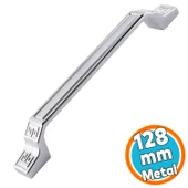 Mobilya Mutfak Dolabı Çekmece Dolap Kulpu Düz Metal Kulpları Kulbu Kulpu (128 MM-12.8 CM) Krom - 1
