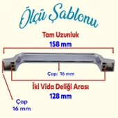 Mobilya Mutfak Dolabı Çekmece Dolap Kulpu Düz Metal Kulpları Kulbu Kulpu (128 MM-12.8 CM) Krom - 2