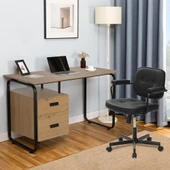 Button Çalışma Sandalyesi S.Deri - Siyah 62x77-87x60 cm thumbnail 5