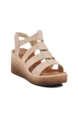 Ayakmod Bej Cırtlı Topuklu Kadın Sandalet T-001 Z - 3