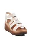 Ayakmod Beyaz Cırtlı Topuklu Kadın Sandalet T-001 Z - 3