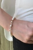 6,5 mm Yaprak Taşlı Doğal İncili Bileklik - 3