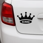 Kral Tacı King Yazılı Oto Sticker Siyah 19x11cm - 2