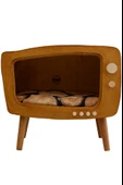 Kedi Evi Ahşap Retro TV Dekoratif Kedi Evi İç Mekan Kediler için - 6