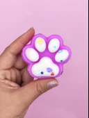 Pati Taba Squishy Kedi Pati Sıkma 7 cm Pullu Pati Sukuşi - Mor/Beyaz - 1