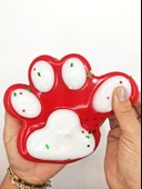 Dev Pati Squishy Taba Squishy Kedi Pati Sıkma 14 cm Pullu Pati Sukuşi - Kırmızı/Beyaz thumbnail 3