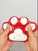 Dev Pati Squishy Taba Squishy Kedi Pati Sıkma 14 cm Pullu Pati Sukuşi - Kırmızı/Beyaz thumbnail 4