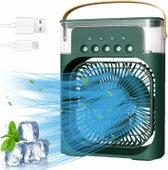 Glr HR001 Yeşil Buzlu Vantilatör Mini Fan 5 Spreyli Su Püskürtmeli 600 ML Buhar Makinesi Nemlendirici Mini Klima - 1