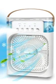 Glr HR001 Beyaz Buzlu Vantilatör Mini Fan 5 Spreyli Su Püskürtmeli 600 ML Buhar Makinesi Nemlendirici Mini Klima thumbnail 2