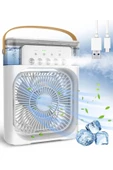 Glr HR001 Beyaz Buzlu Vantilatör Mini Fan 5 Spreyli Su Püskürtmeli 600 ML Buhar Makinesi Nemlendirici Mini Klima thumbnail 3
