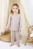 Basic Fitilli İnterlok Kumaş %100 Pamuk 1-5 Yaş Beyaz Bebek Pijama Takımı - 2