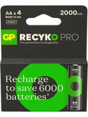 GP Recyko Pro 2000 mAh 1.2V AA Boy NiMH Kalem Şarjlı Pil 4'lü Kart - 1
