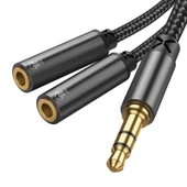 Joyroom SY-A04 Splitter Y Kulaklık Ayırıcı Ses Kablosu 0,2 m-Siyah - 1
