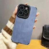 İphone 15 İle Uyumlu Premium Suni Suet Kamera Korumalı Kılıf - 1