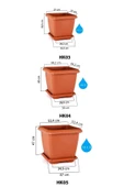 Hisar Kale Saksı 25 Litre Latte Kahve 37cm Kare Büyük Boy Tabaklı Plastik Bahçe Bitki Çiçek Saksısı - 4