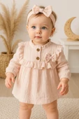 Fırfırlı Bandalı Elbise Kız Bebek Elbise - 2