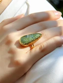 Doğal Taş Zebercet(Peridot) Doğal Taşlı Ayarlanabilir Altın Kaplama Kadın Yüzük eouy3z thumbnail 2