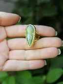 Doğal Taş Zebercet(Peridot) Doğal Taşlı Ayarlanabilir Altın Kaplama Kadın Yüzük eouy3z thumbnail 3